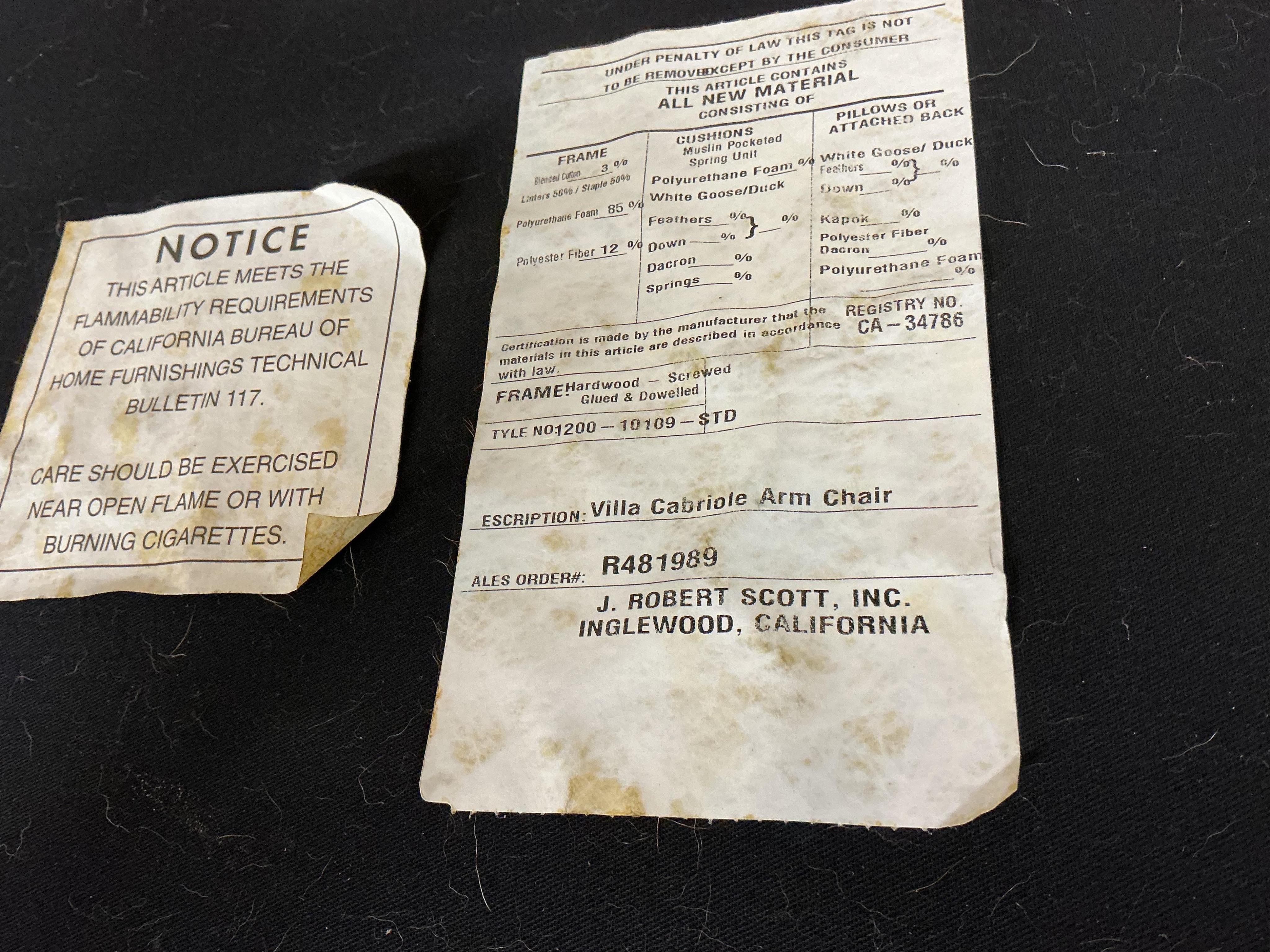 A set of eight J Robert Scott lacquered hardwood 'Villa' cabriole leg elbow chairs, width 60cm, depth 56cm, height 103cm